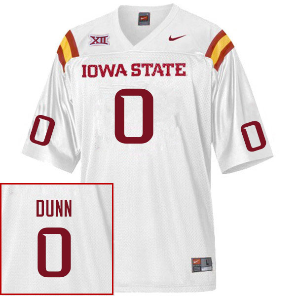 Iowa State Cyclones Men's #0 Corey Dunn Nike NCAA Authentic White College Stitched Football Jersey XT42Q53DE